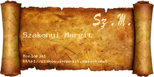 Szakonyi Margit névjegykártya