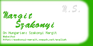 margit szakonyi business card